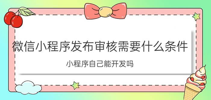 微信小程序发布审核需要什么条件 小程序自己能开发吗？如何维护？